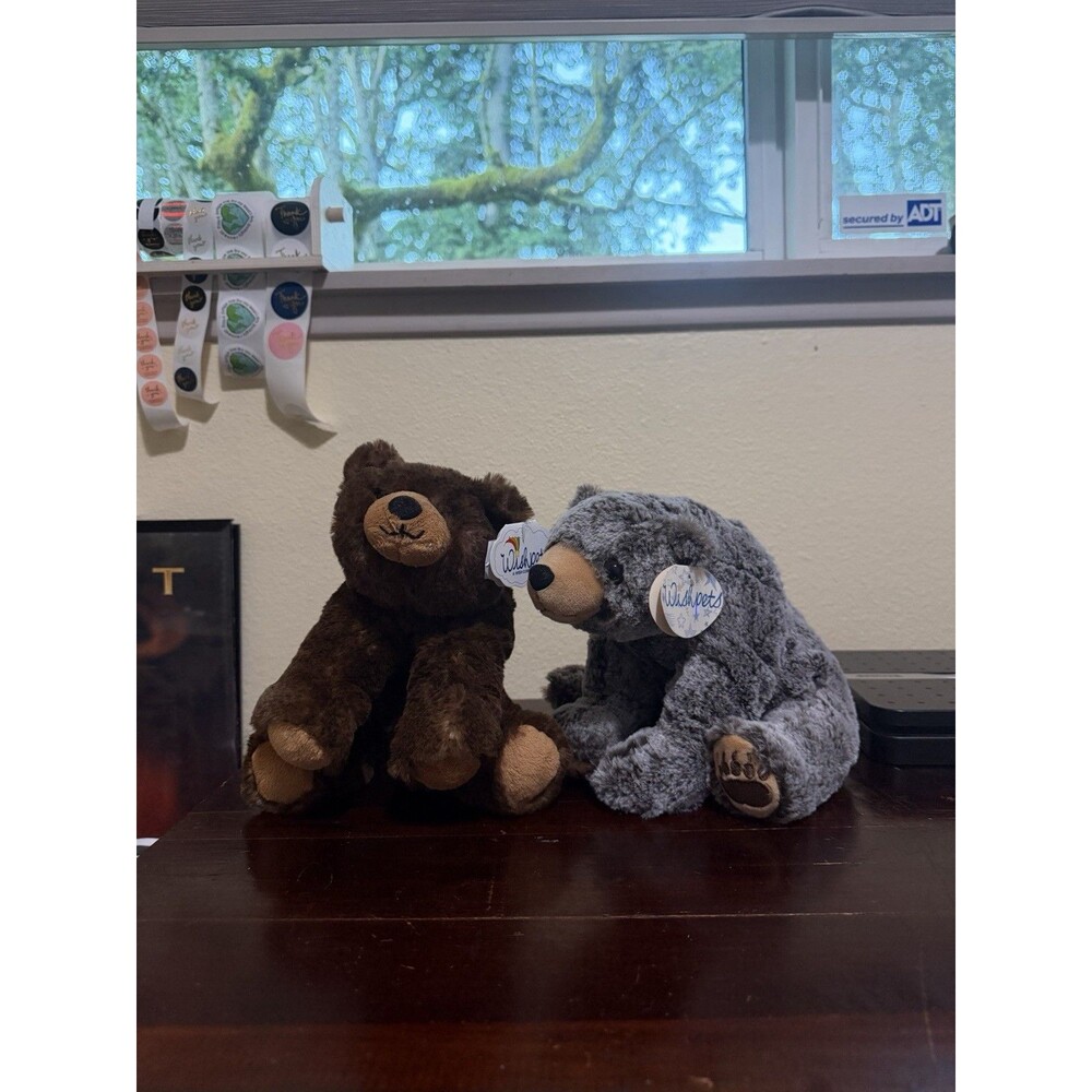 Wishpets Plush Barnaby & Mishca Stuffed Animal Realistic Zoo NWT Bears